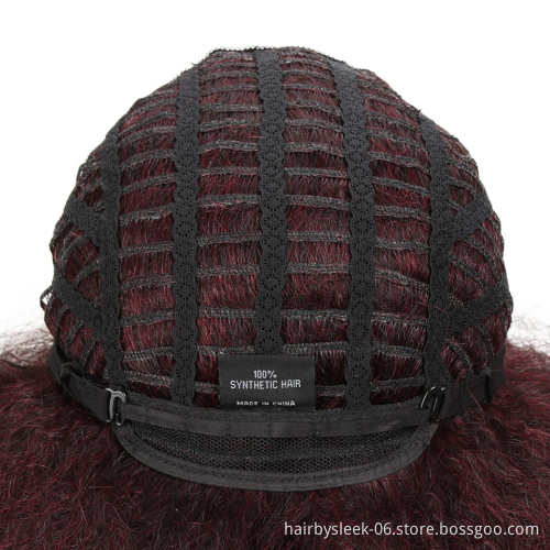 Rebecca Explosion hairstyle 10 inches Wine Red Afro Kinky Curly Premium Heat Resistant Synthetic Hair Wigs for Black Women